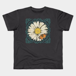 Celtic Daisy and Painted Lady Butterfly Kids T-Shirt